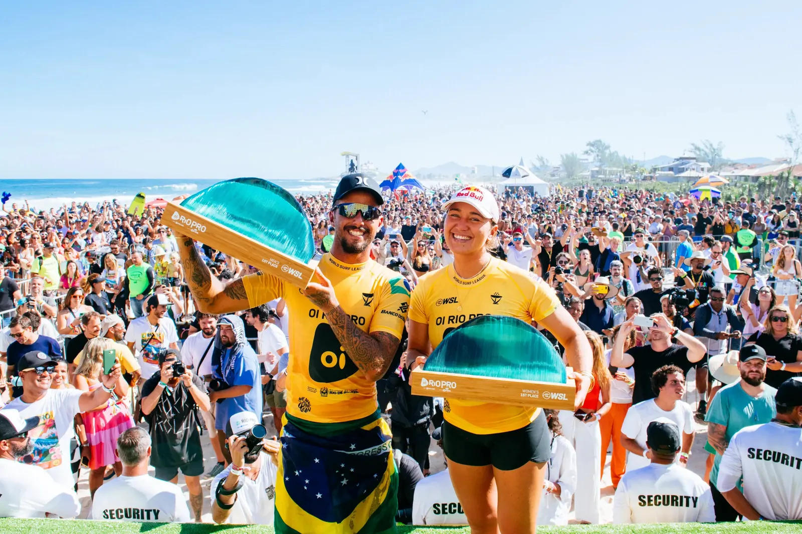 Filipe Toledo and Carissa Moore