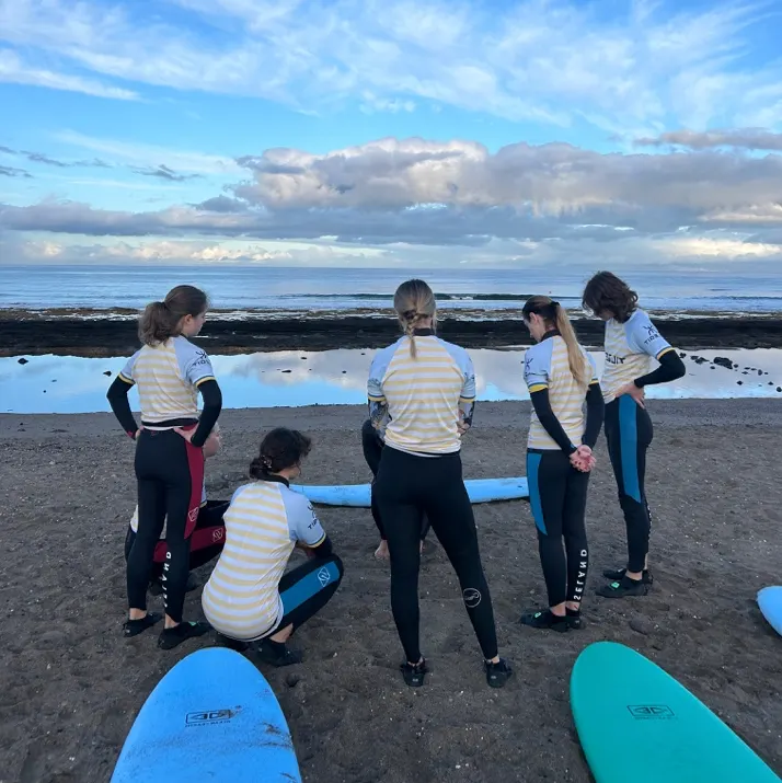 The "little seals" group on their first time surfing