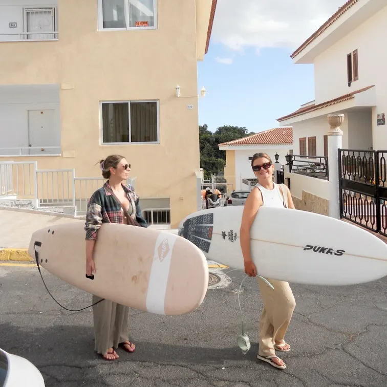 Magda and Emi before heading into the water in Tenerife